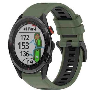 For Garmin Approach S62 22mm Sports Two-Color Silicone Watch Band(Olive Green+Black)