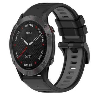 For Garmin Fenix 6 Sapphire GPS 22mm Sports Two-Color Silicone Watch Band(Black+Grey)