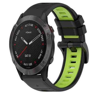 For Garmin Fenix 6 Sapphire GPS 22mm Sports Two-Color Silicone Watch Band(Black+Lime Green)