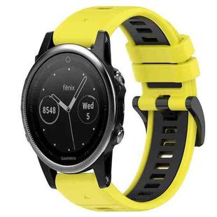 For Garmin Fenix 5 22mm Sports Two-Color Silicone Watch Band(Yellow+Black)