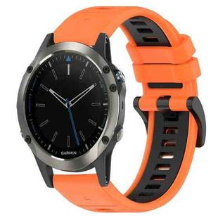 For Garmin Quatix 5 22mm Sports Two-Color Silicone Watch Band(Orange+Black)