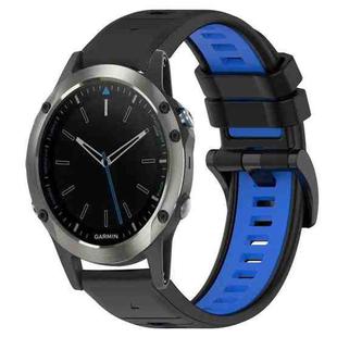 For Garmin Quatix 5 Sapphire 22mm Sports Two-Color Silicone Watch Band(Black+Blue)