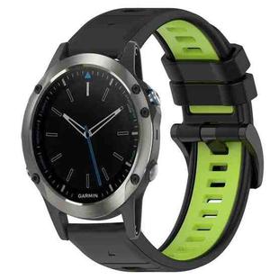 For Garmin Quatix 5 Sapphire 22mm Sports Two-Color Silicone Watch Band(Black+Lime Green)