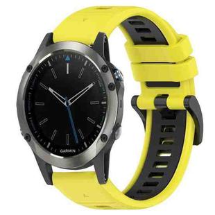 For Garmin Quatix 5 Sapphire 22mm Sports Two-Color Silicone Watch Band(Yellow+Black)