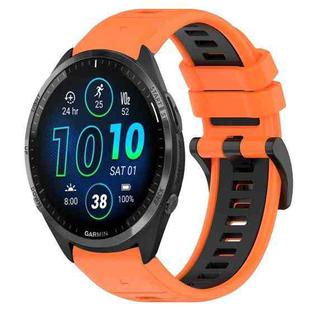 For Garmin Forerunner 965 22mm Sports Two-Color Silicone Watch Band(Orange+Black)