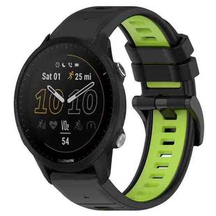 For Garmin Forerunner 955 22mm Sports Two-Color Silicone Watch Band(Black+Lime Green)