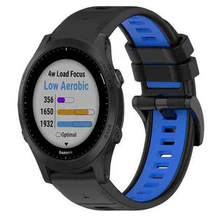 For Garmin Forerunner 945 22mm Sports Two-Color Silicone Watch Band(Black+Blue)