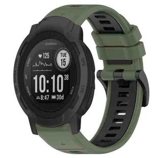 For Garmin Instinct 2 22mm Sports Two-Color Silicone Watch Band(Olive Green+Black)