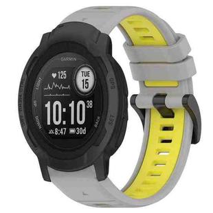 For Garmin Instinct 22mm Sports Two-Color Silicone Watch Band(Grey+Yellow)