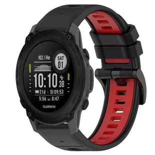 For Garmin Descent G1 22mm Sports Two-Color Silicone Watch Band(Black+Red)