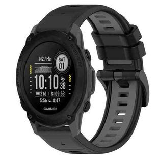 For Garmin Descent G1 22mm Sports Two-Color Silicone Watch Band(Black+Grey)