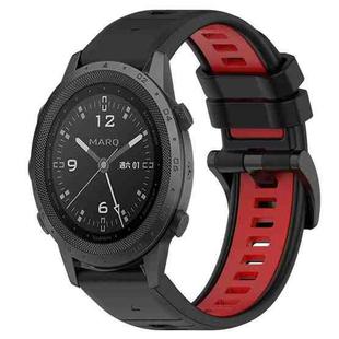 For Garmin MARQ Commander 22mm Sports Two-Color Silicone Watch Band(Black+Red)