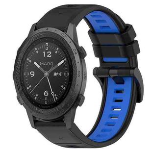 For Garmin MARQ Commander 22mm Sports Two-Color Silicone Watch Band(Black+Blue)