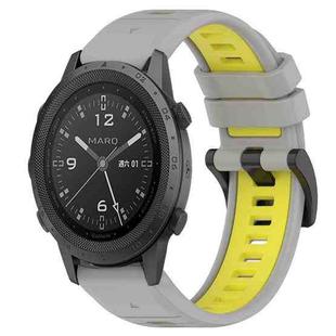 For Garmin MARQ Commander 22mm Sports Two-Color Silicone Watch Band(Grey+Yellow)