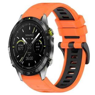 For Garmin MARQ Athlete 22mm Sports Two-Color Silicone Watch Band(Orange+Black)