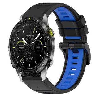 For Garmin MARQ Athlete 22mm Sports Two-Color Silicone Watch Band(Black+Blue)