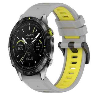 For Garmin MARQ Athlete 22mm Sports Two-Color Silicone Watch Band(Grey+Yellow)