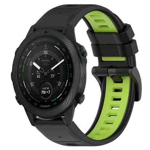 For Garmin MARQ Golfer 22mm Sports Two-Color Silicone Watch Band(Black+Lime Green)