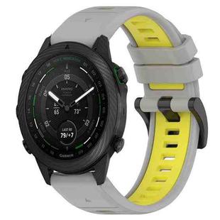 For Garmin MARQ Golfer 22mm Sports Two-Color Silicone Watch Band(Grey+Yellow)