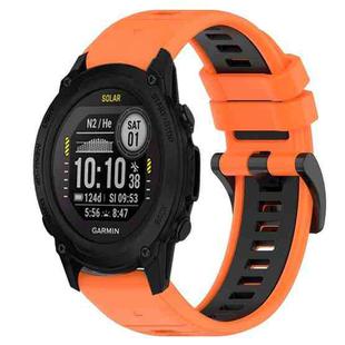 For Garmin Descent G1 Solar 22mm Sports Two-Color Silicone Watch Band(Orange+Black)