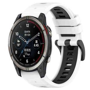 For Garmin Quatix 7 Pro 22mm Sports Two-Color Silicone Watch Band(White+Black)