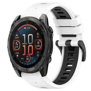 For Garmin Fenix 8 AMOLED 47mm Sports Two-Color 22mm Silicone Watch Band(White+Black)