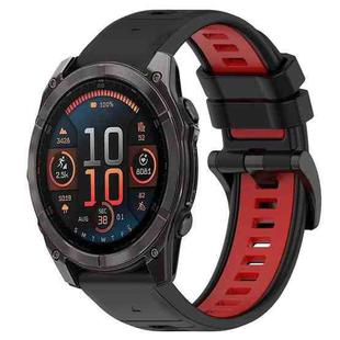 For Garmin Fenix 8 AMOLED 47mm Sports Two-Color 22mm Silicone Watch Band(Black+Red)