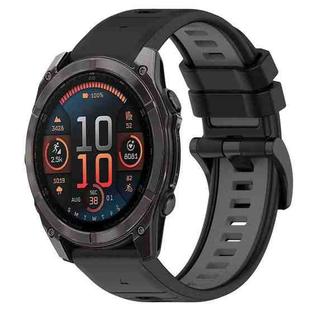 For Garmin Fenix 8 AMOLED 47mm Sports Two-Color 22mm Silicone Watch Band(Black+Grey)