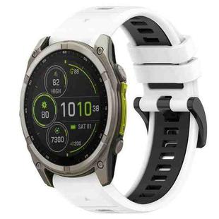 For Garmin Fenix 8 MIP 47mm Sports Two-Color 22mm Silicone Watch Band(White+Black)