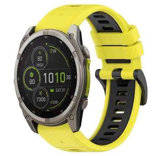 For Garmin Fenix 8 MIP 47mm Sports Two-Color 22mm Silicone Watch Band(Yellow+Black)