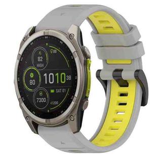 For Garmin Fenix 8 MIP 47mm Sports Two-Color 22mm Silicone Watch Band(Grey+Yellow)