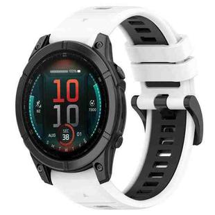 For Garmin Fenix E 47mm Sports Two-Color 22mm Silicone Watch Band(White+Black)