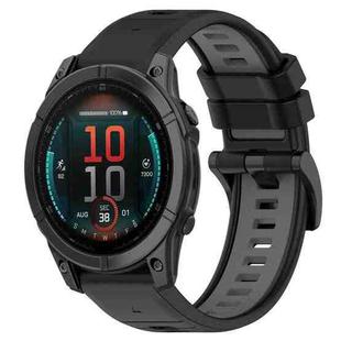 For Garmin Fenix E 47mm Sports Two-Color 22mm Silicone Watch Band(Black+Grey)