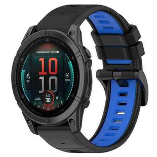 For Garmin Fenix E 47mm Sports Two-Color 22mm Silicone Watch Band(Black+Blue)