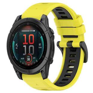 For Garmin Fenix E 47mm Sports Two-Color 22mm Silicone Watch Band(Yellow+Black)