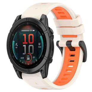 For Garmin Fenix E 47mm Sports Two-Color 22mm Silicone Watch Band(Starlight+Orange)