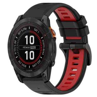 For Garmin Fenix 7S Pro 42mm 20mm Sports Two-Color Silicone Watch Band(Black+Red)