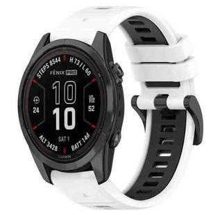 For Garmin Fenix 7S 20mm Sports Two-Color Silicone Watch Band(White+Black)