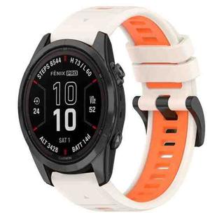 For Garmin Fenix 7S 20mm Sports Two-Color Silicone Watch Band(Starlight+Orange)