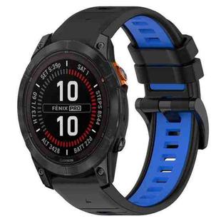 For Garmin Fenix 7S Solar 20mm Sports Two-Color Silicone Watch Band(Black+Blue)