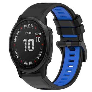 For Garmin Fenix 6S 20mm Sports Two-Color Silicone Watch Band(Black+Blue)