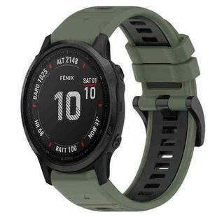 For Garmin Fenix 6S Pro 20mm Sports Two-Color Silicone Watch Band(Olive Green+Black)