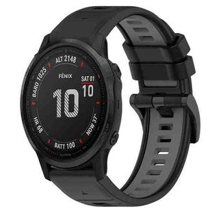 For Garmin Fenix 6S Pro 20mm Sports Two-Color Silicone Watch Band(Black+Grey)