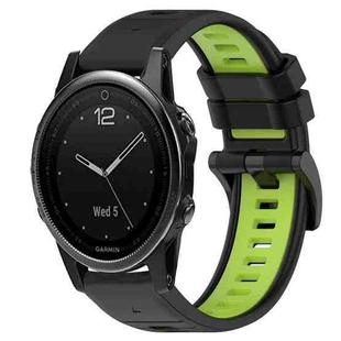 For Garmin Fenix 5S 20mm Sports Two-Color Silicone Watch Band(Black+Lime Green)