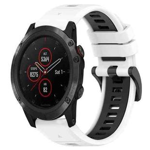 For Garmin Fenix 5S Plus 20mm Sports Two-Color Silicone Watch Band(White+Black)