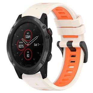 For Garmin Fenix 5S Plus 20mm Sports Two-Color Silicone Watch Band(Starlight+Orange)