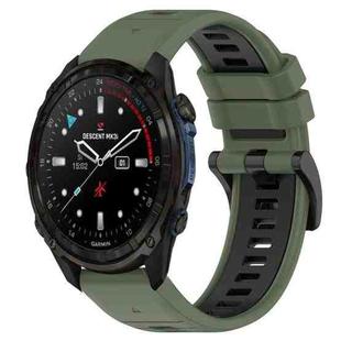 For Garmin Descent Mk3i 43mm 20mm Sports Two-Color Silicone Watch Band(Olive Green+Black)