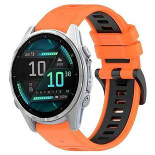 For Garmin Fenix 8 AMOLED 43mm Sports Two-Color 20mm Silicone Watch Band(Orange+Black)