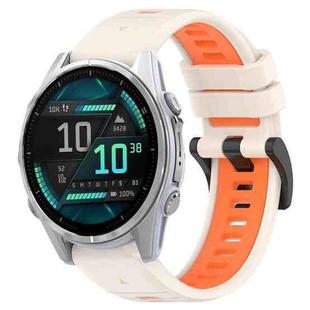 For Garmin Fenix 8 AMOLED 43mm Sports Two-Color 20mm Silicone Watch Band(Starlight+Orange)