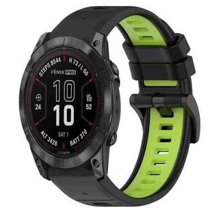 For Garmin Epix Pro 51mm 26mm Sports Two-Color Silicone Watch Band(Black+Lime Green)